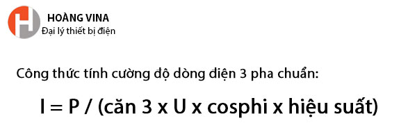 Công thức tính cường độ dòng điện 3 pha chuẩn