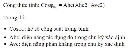 Công thức tính hệ số công suất trung bình